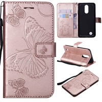 LG Aristo Case LG Phoenix 3 Case LG Fortune Case LG Risio 2 Case LG Rebel 2 LTE Wallet Folio Flip PU Leather Butterfly Cover with Credit Card Holder Slots Kickstand Phone Case for LG K8 2017 Rose Gold - B07G6PN42L